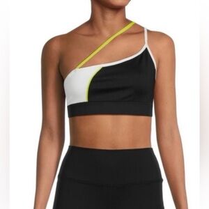Black and White One-Shoulder Sports Bra